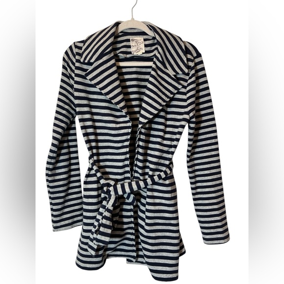 Tulle Jackets & Blazers - Anthropologie Tulle Nautical Gray and Navy Striped Blazer Jacket Size S